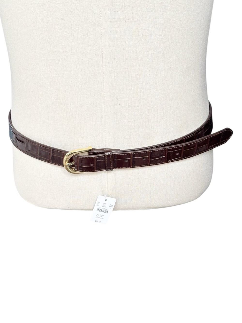 J. Crew Classic Espresso Italian leather women’s croc-embossed belt NWT | Large - Picture 4 of 16